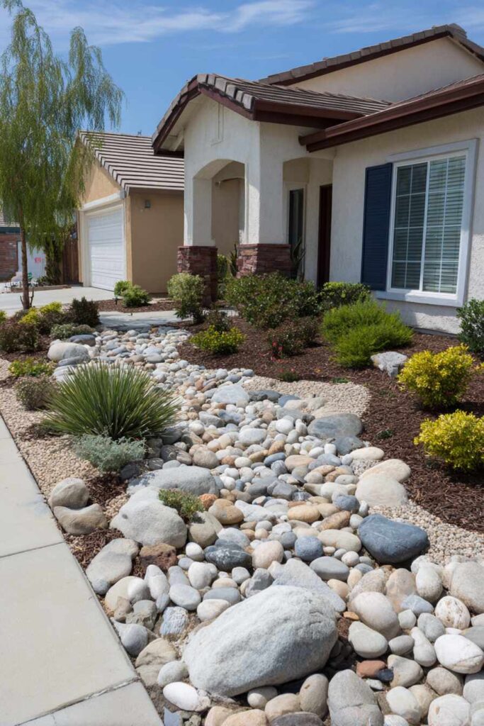 Use Rocks and Low Shrubs