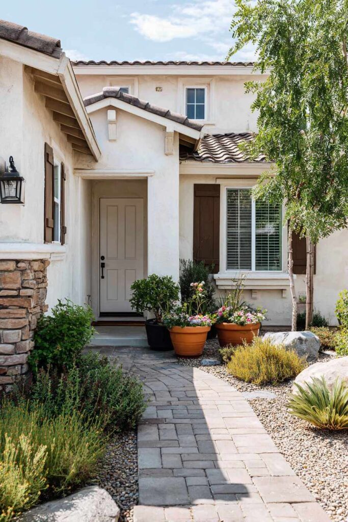 Add Potted Plants Near the Entrance